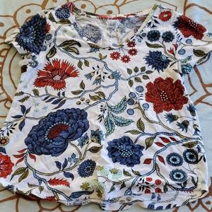Loft Vintage Soft Floral Print Tee Size Medium